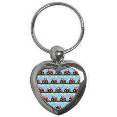 Toy Tractor Pattern Key Chains (heart)  by linceazul
