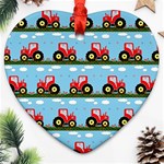 Toy Tractor Pattern Heart Ornament (Two Sides) Back
