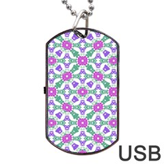 Multicolor Ornate Check Dog Tag Usb Flash (one Side) by dflcprints