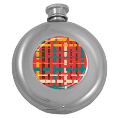 Colorful Line Segments Round Hip Flask (5 Oz) by linceazul