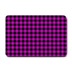 Lumberjack Fabric Pattern Pink Black Small Doormat  by EDDArt