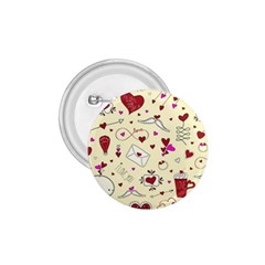 Valentinstag Love Hearts Pattern Red Yellow 1 75  Buttons by EDDArt