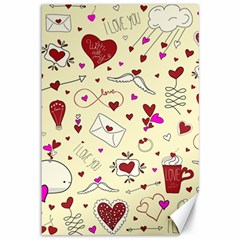 Valentinstag Love Hearts Pattern Red Yellow Canvas 12  X 18   by EDDArt