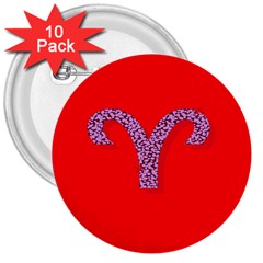 Illustrated Zodiac Red Star Purple 3  Buttons (10 Pack)  by Mariart