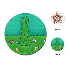 Rabbit Easter Green Blue Egg Playing Cards (round)  by Mariart