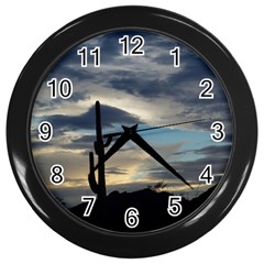 Cactus Sunset Wall Clocks (black) by JellyMooseBear