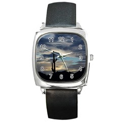 Cactus Sunset Square Metal Watch by JellyMooseBear
