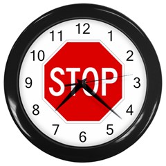 Stop Sign Wall Clocks (black) by Valentinaart