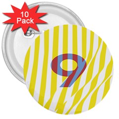 Number 9 Line Vertical Yellow Red Blue White Wae Chevron 3  Buttons (10 Pack)  by Mariart