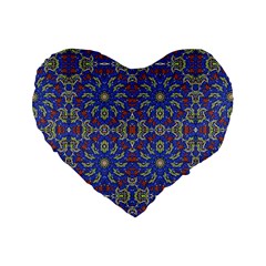 Colorful Ethnic Design Standard 16  Premium Flano Heart Shape Cushions by dflcprints