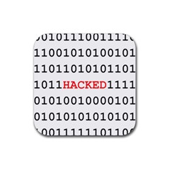 Binary Black Cyber Data Digits Rubber Coaster (square)  by Nexatart