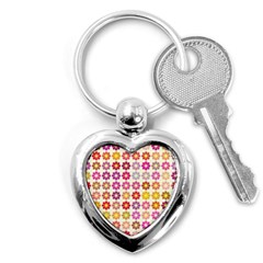 Multicolored Floral Pattern Key Chains (heart)  by linceazul