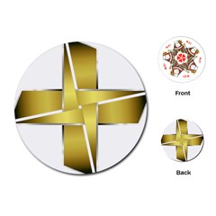 Logo Cross Golden Metal Glossy Playing Cards (round)  by Nexatart