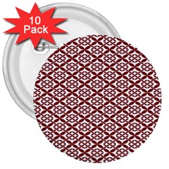 Pattern Kawung Star Line Plaid Flower Floral Red 3  Buttons (10 Pack)  by Mariart