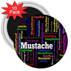 Mustache 3  Magnets (10 Pack)  by Mariart