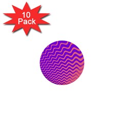 Original Resolution Wave Waves Chevron Pink Purple 1  Mini Buttons (10 Pack)  by Mariart