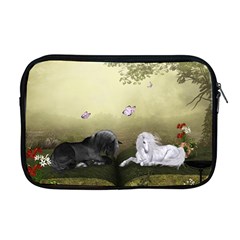Wonderful Whte Unicorn With Black Horse Apple Macbook Pro 17  Zipper Case by FantasyWorld7
