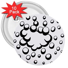 Splash Bubble Black White Polka Circle 3  Buttons (10 Pack)  by Mariart
