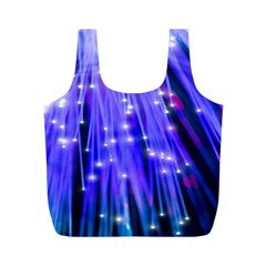 Neon Light Line Vertical Blue Full Print Recycle Bags (m)  by Mariart