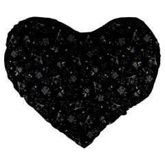 Floral Pattern Large 19  Premium Flano Heart Shape Cushions by ValentinaDesign