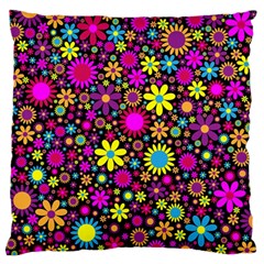 Bright And Busy Floral Wallpaper Background Standard Flano Cushion Case (two Sides) by Nexatart