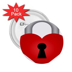 Heart Padlock Red Love 2 25  Buttons (10 Pack)  by Mariart