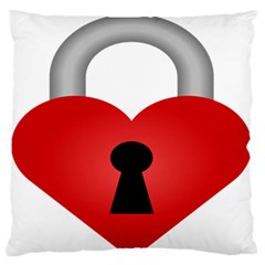 Heart Padlock Red Love Large Flano Cushion Case (one Side) by Mariart