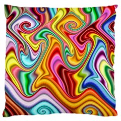 Rainbow Gnarls Large Cushion Case (one Side) by WolfepawFractals