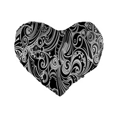 Black White Shape Standard 16  Premium Heart Shape Cushions by Mariart