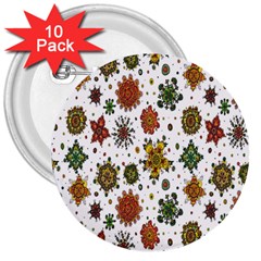 Flower Floral Sunflower Rose Pattern Base 3  Buttons (10 Pack)  by Mariart