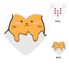 Yellow Cat Egg Playing Cards (heart)  by Catifornia
