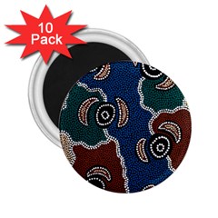 Aboriginal Art - Riverside Dreaming 2 25  Magnets (10 Pack)  by hogartharts