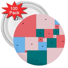 Simple Perfect Squares Squares Order 3  Buttons (100 Pack)  by Mariart