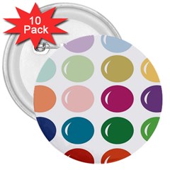 Brights Pastels Bubble Balloon Color Rainbow 3  Buttons (10 Pack)  by Mariart
