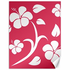 Pink Hawaiian Flower White Canvas 18  X 24   by Mariart