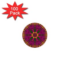 Feather Stars Mandala Pop Art 1  Mini Buttons (100 Pack)  by pepitasart