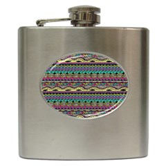 Aztec Pattern Cool Colors Hip Flask (6 Oz) by BangZart