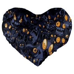 Monster Cover Pattern Large 19  Premium Flano Heart Shape Cushions by BangZart
