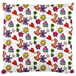 Cute Doodle Wallpaper Pattern Large Flano Cushion Case (One Side) Front