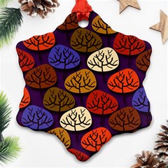 Colorful Trees Background Pattern Snowflake Ornament (two Sides) by BangZart
