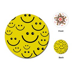 Digitally Created Yellow Happy Smile  Face Wallpaper Playing Cards (round)  by BangZart