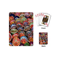 Colorful Oriental Bowls On Local Market In Turkey Playing Cards (mini)  by BangZart