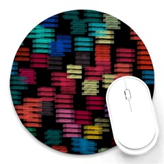 Colorful Horizontal Paint Strokes                         Round Mousepad by LalyLauraFLM