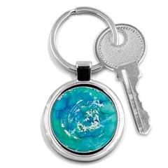 Blue Watercolors Circle                          Key Chain (round) by LalyLauraFLM