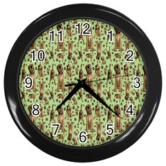 Puppy Dog Pattern Wall Clocks (black) by BangZart