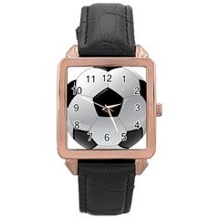 Soccer Ball Rose Gold Leather Watch  by BangZart