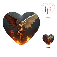 Angels Wings Curious Hell Heaven Playing Cards (heart)  by BangZart