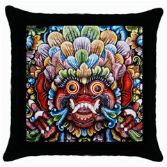 Wood Sculpture Bali Logo Throw Pillow Case (black) by BangZart