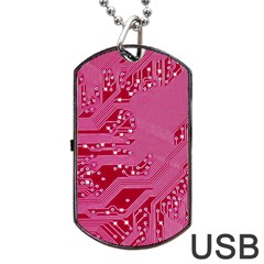 Pink Circuit Pattern Dog Tag Usb Flash (one Side) by BangZart