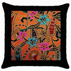 Colorful The Beautiful Of Art Indonesian Batik Pattern(1) Throw Pillow Case (black) by BangZart